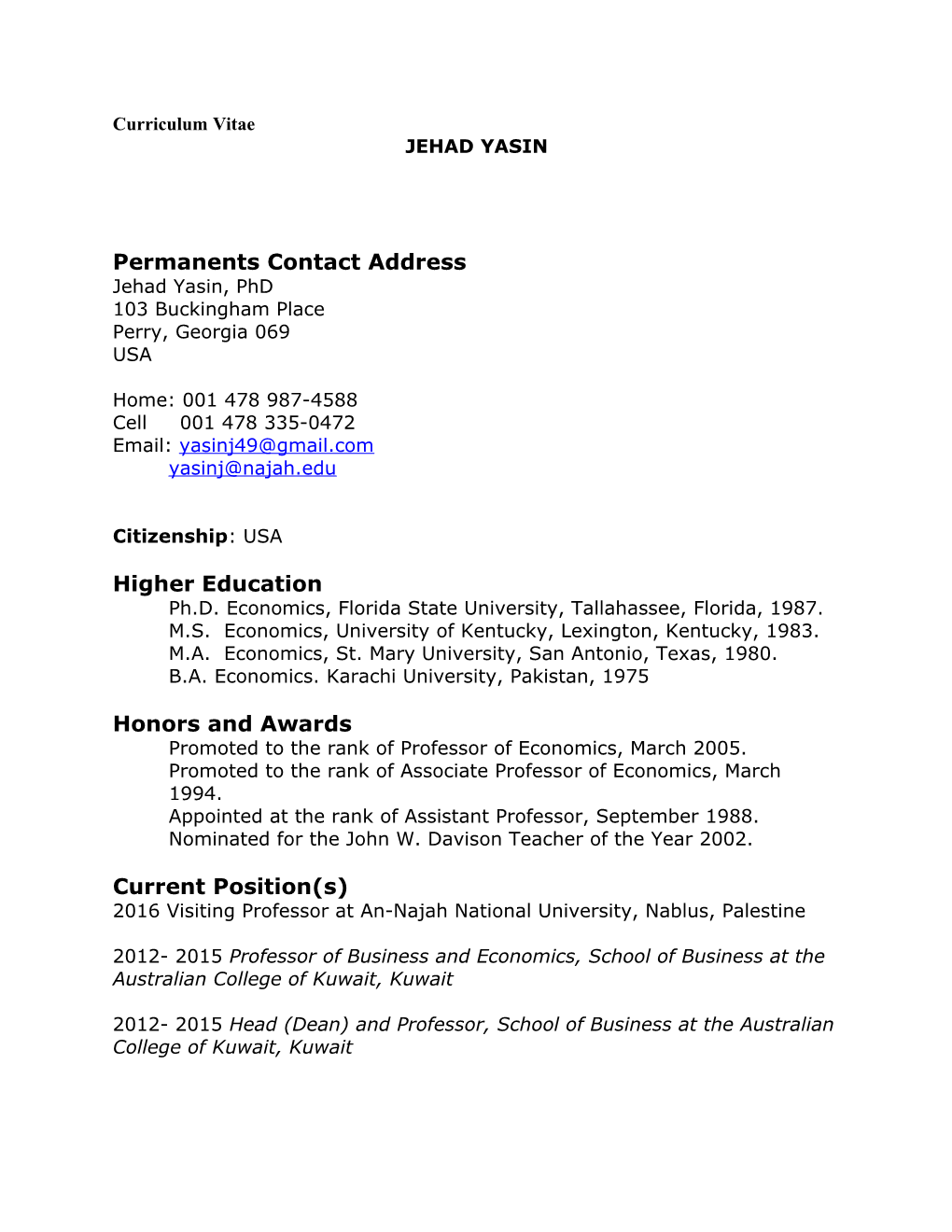 Curriculum Vitae s391