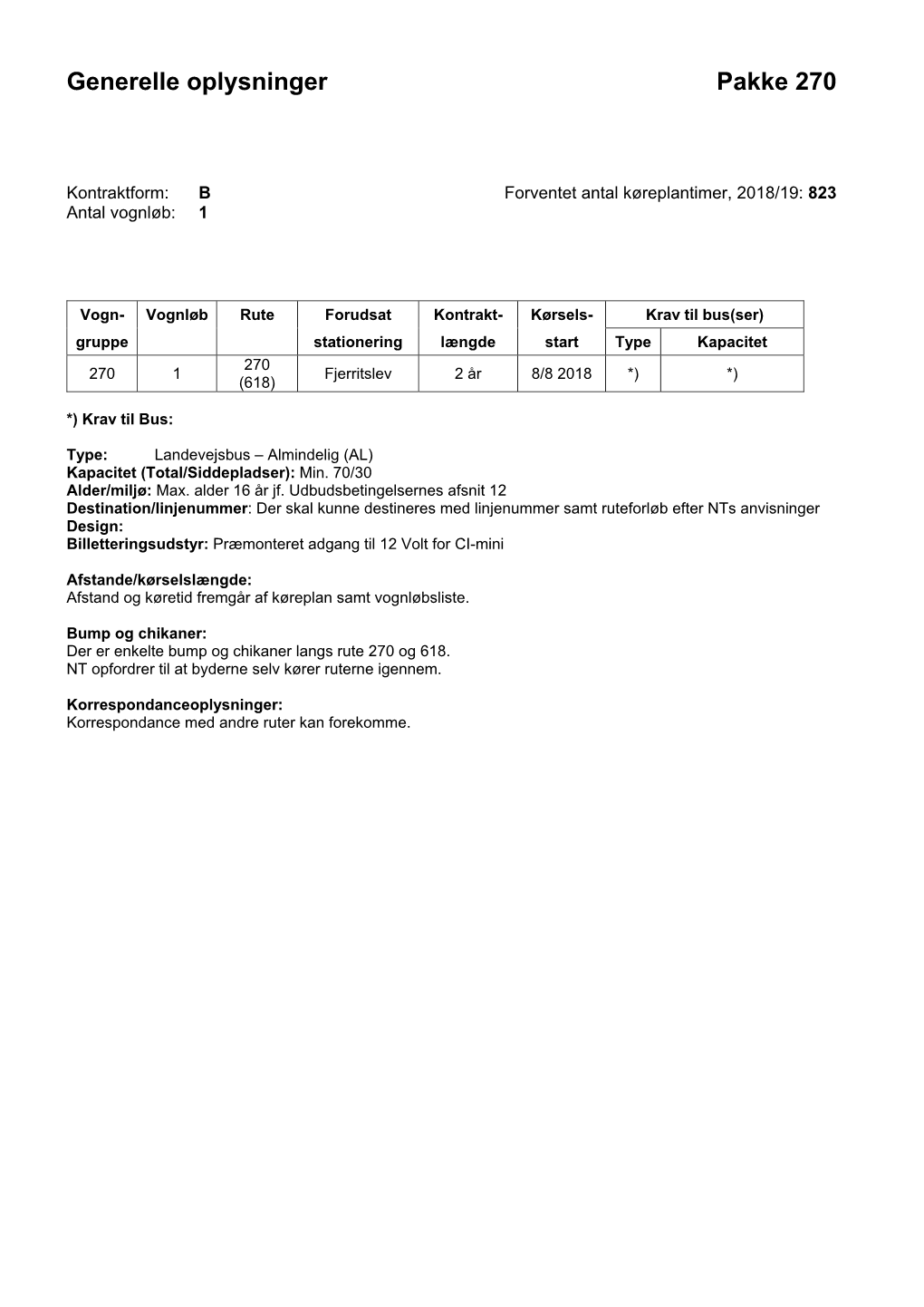 Generelle Oplysninger Pakke 270