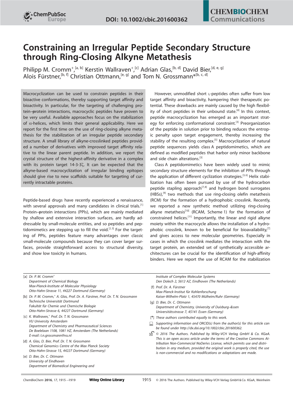 Constraining an Irregular Peptide Secondary Structure Through Ring