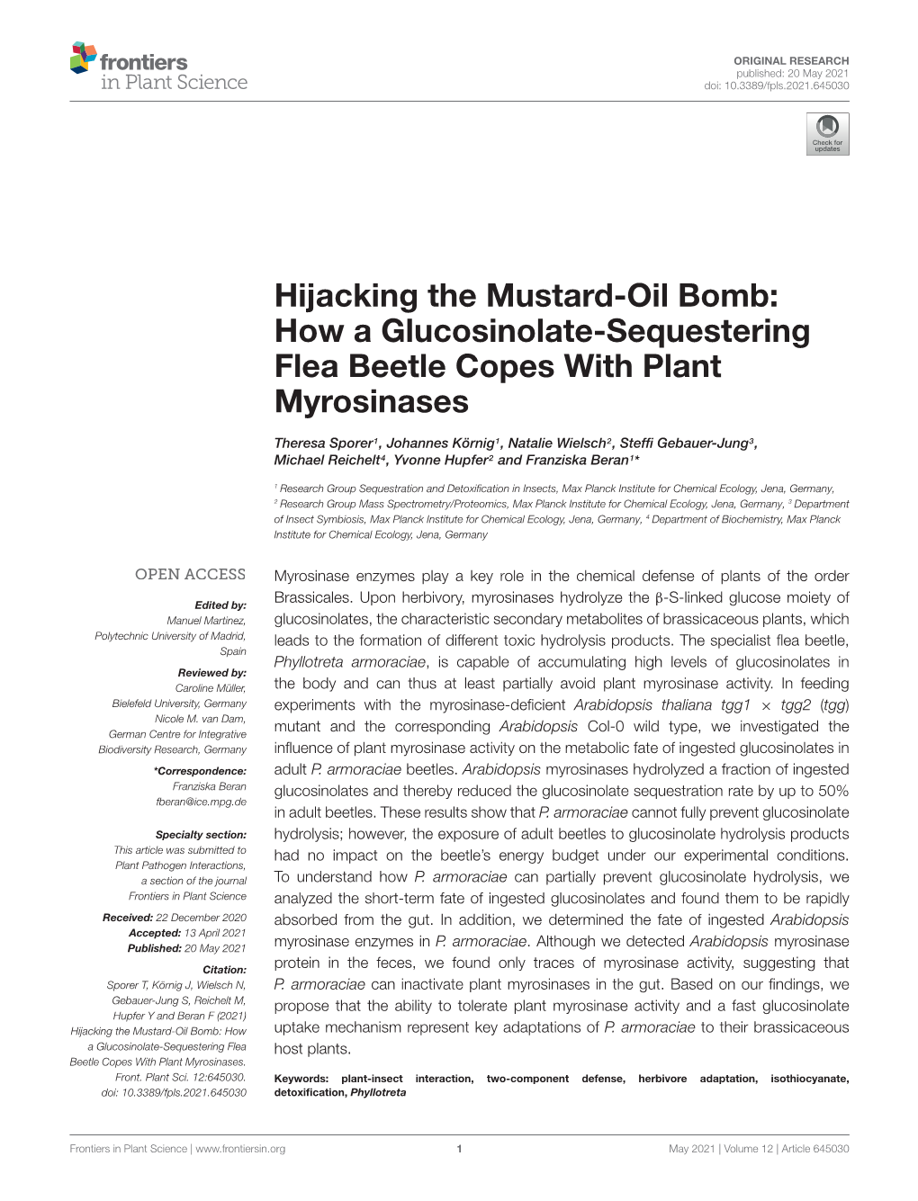 Hijacking the Mustard-Oil Bomb: How a Glucosinolate-Sequestering Flea Beetle Copes with Plant Myrosinases