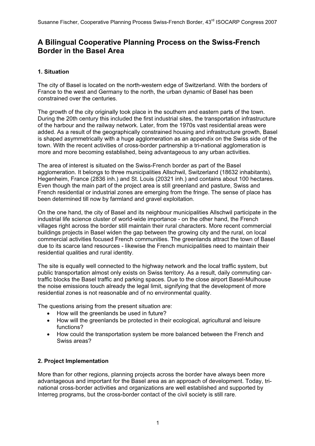 A Bilingual Cooperative Planning Process on the Swiss-French Border in the Basel Area