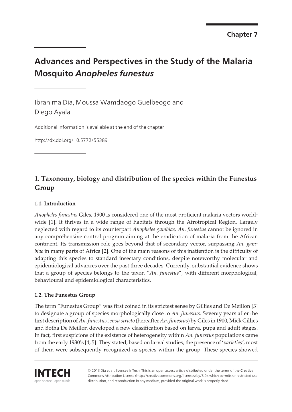 Advances and Perspectives in the Study of the Malaria Mosquito Anopheles Funestus