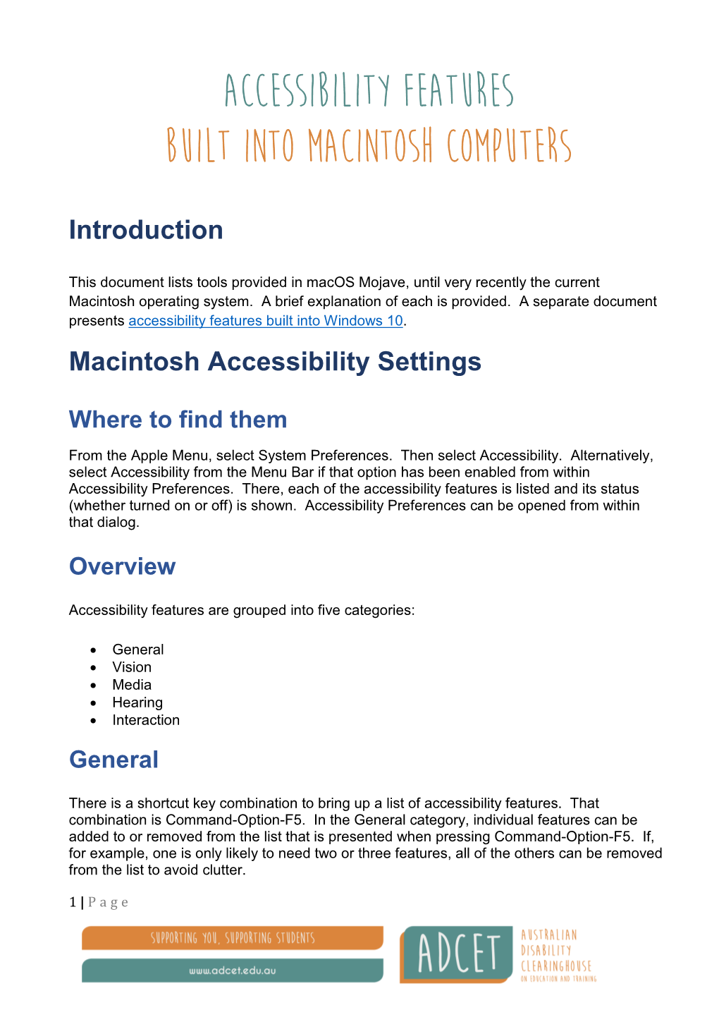 Accessibility Features Built Into Macintosh Computers