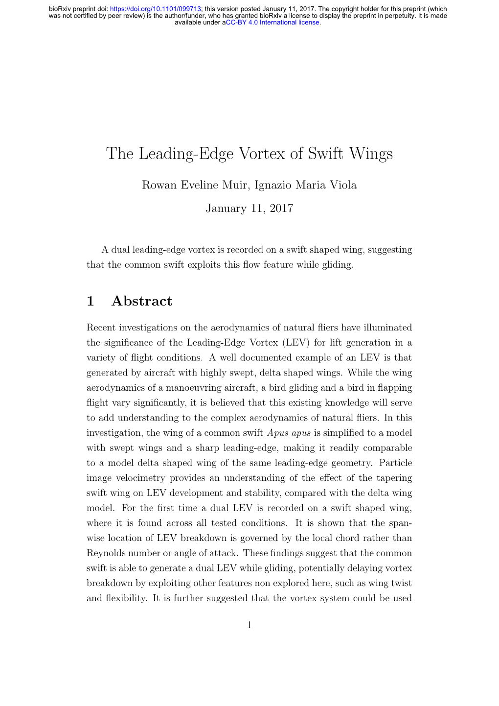 The Leading-Edge Vortex of Swift Wings