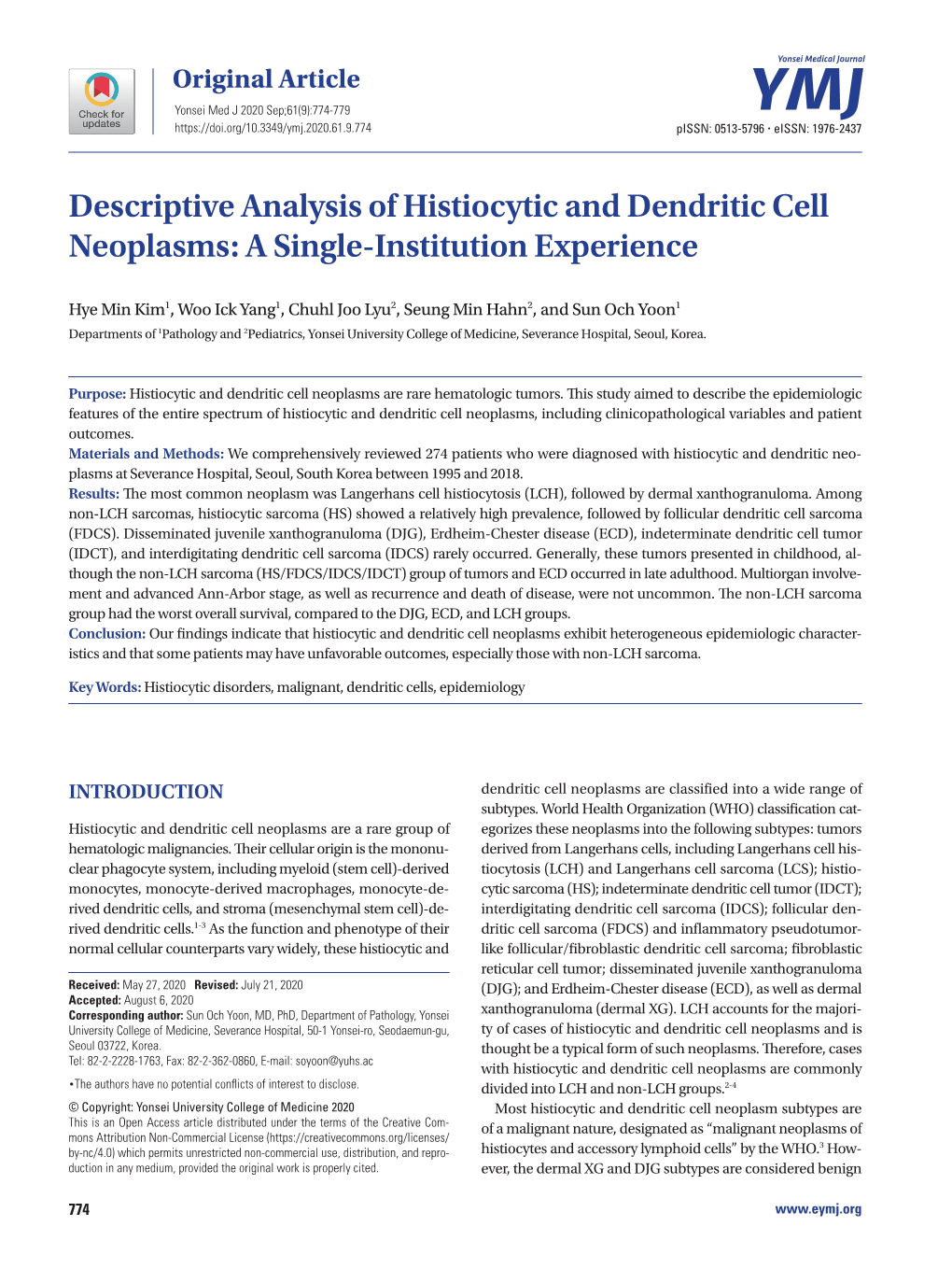 Descriptive Analysis of Histiocytic and Dendritic Cell Neoplasms: a Single-Institution Experience