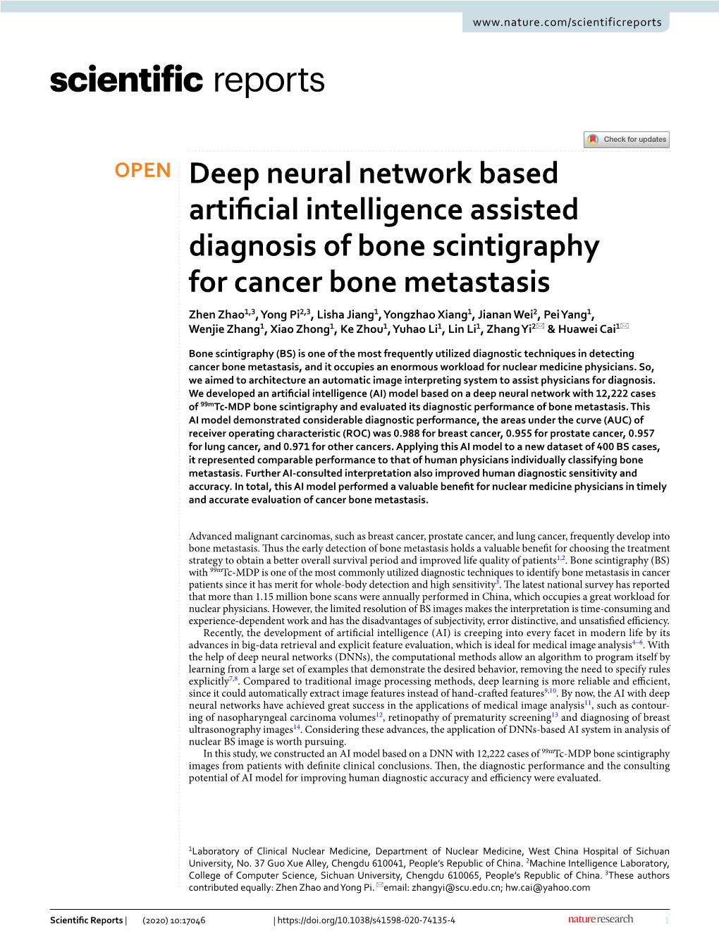 Deep Neural Network Based Artificial Intelligence Assisted Diagnosis Of