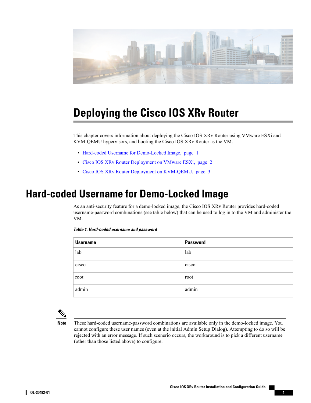 Deploying the Cisco IOS Xrv Router