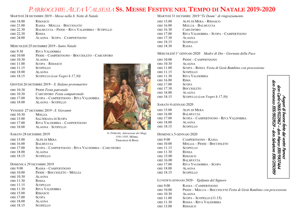 Parrocchie Alta Valsesia Ss. Messe Festive Nel Tempo Di Natale 2019-2020