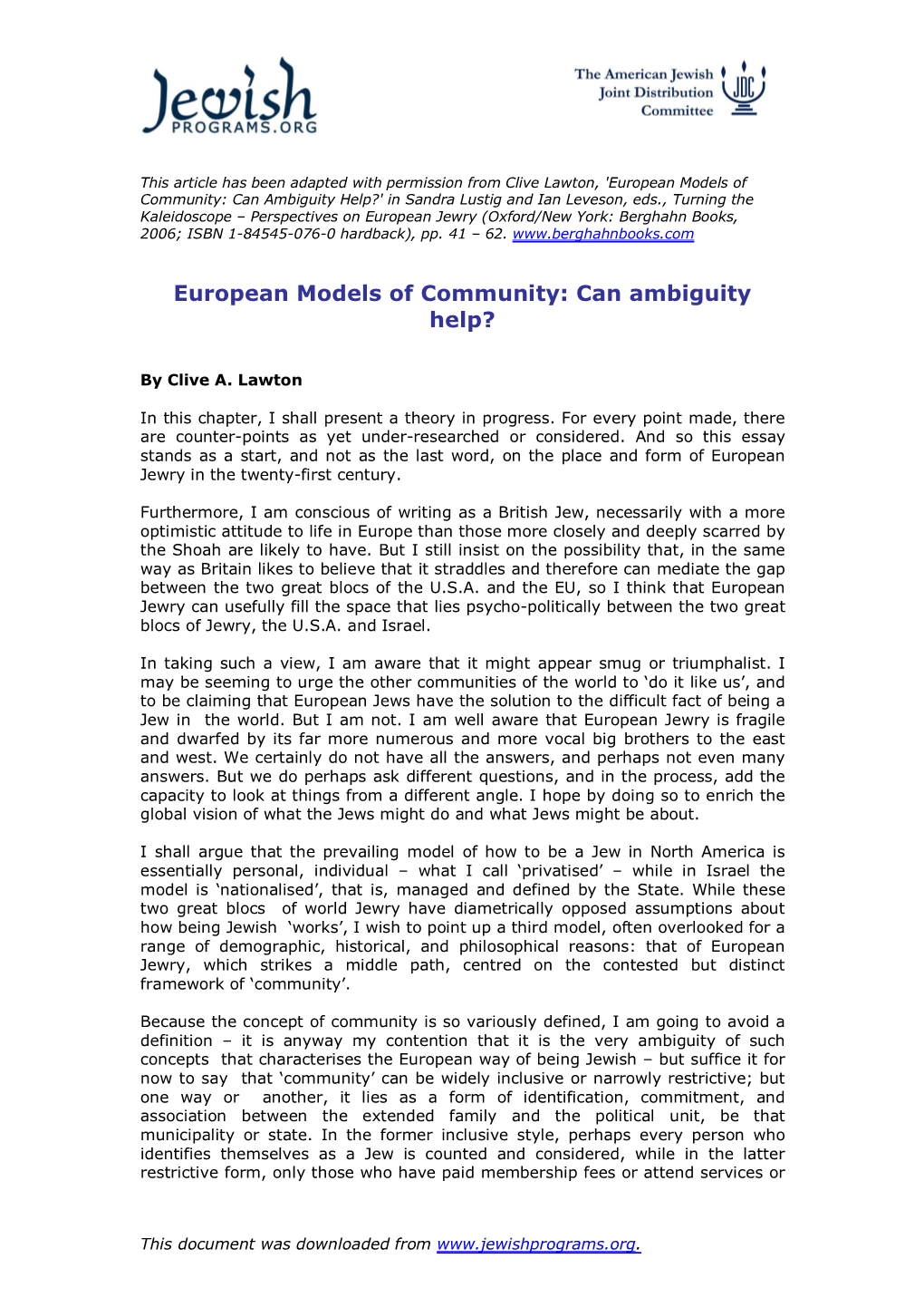 European Models of Community: Can Ambiguity Help?