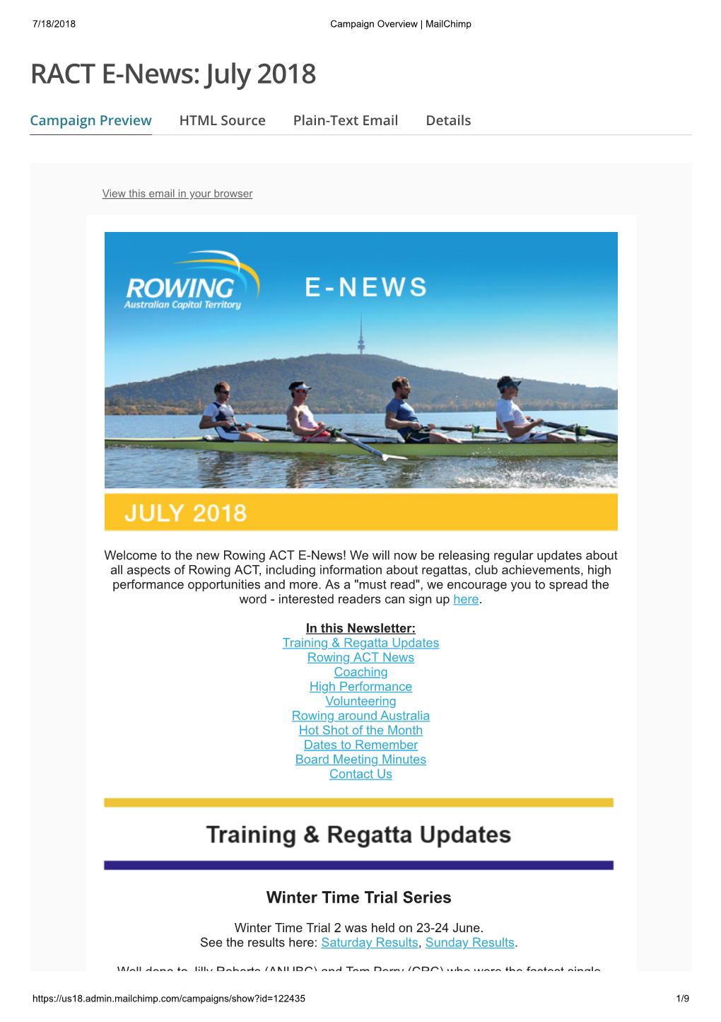 RACT E-News: July 2018