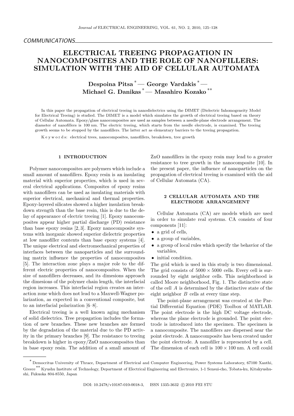 Electrical Treeing Propagation in Nanocomposites and the Role of Nanofillers: Simulation with the Aid of Cellular Automata