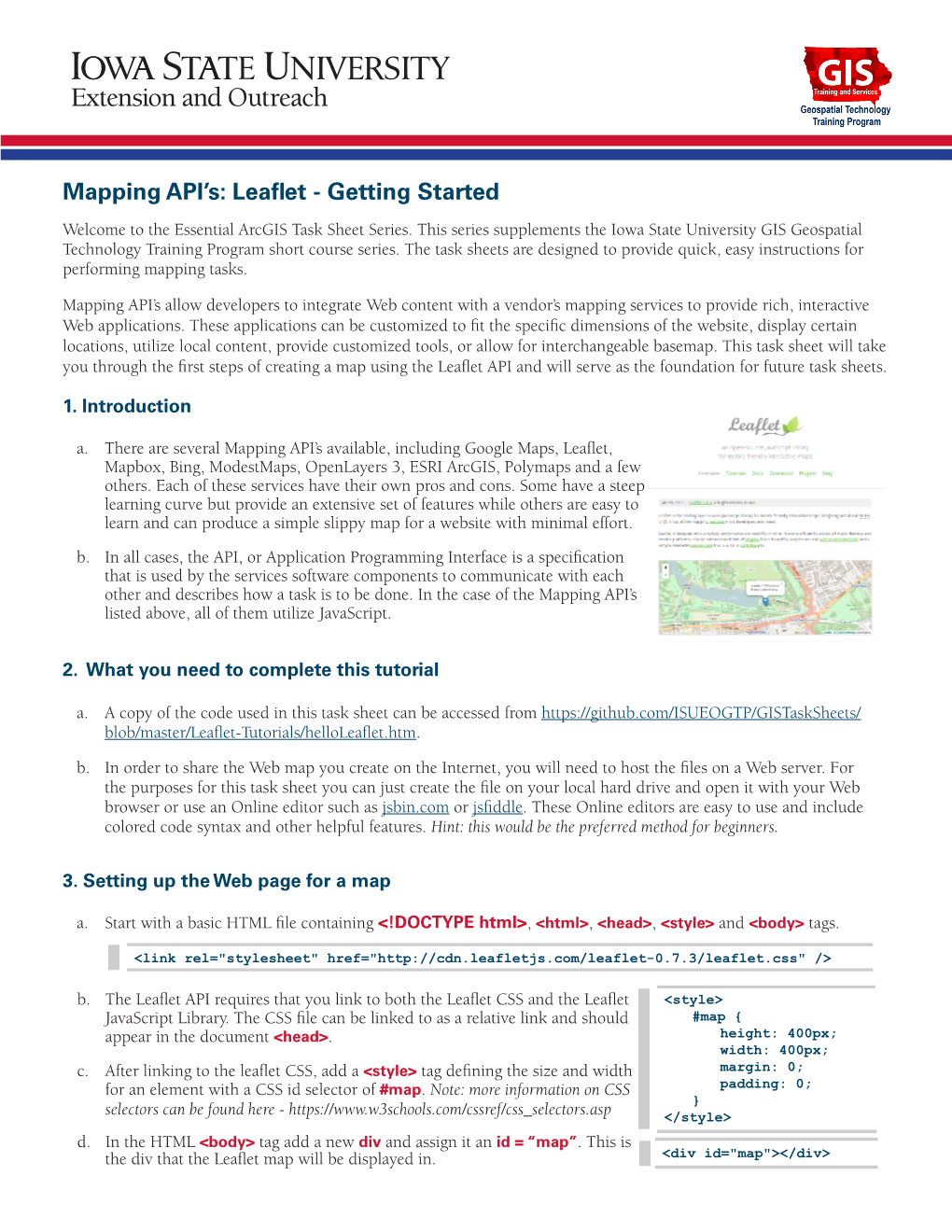 Leaflet - Getting Started Welcome to the Essential Arcgis Task Sheet Series