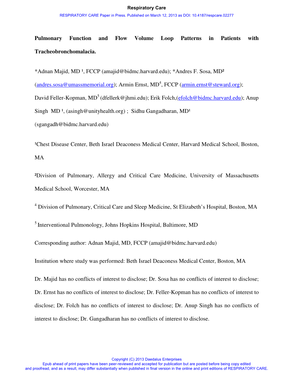 Pulmonary Function and Flow Volume Loop Patterns in Patients With