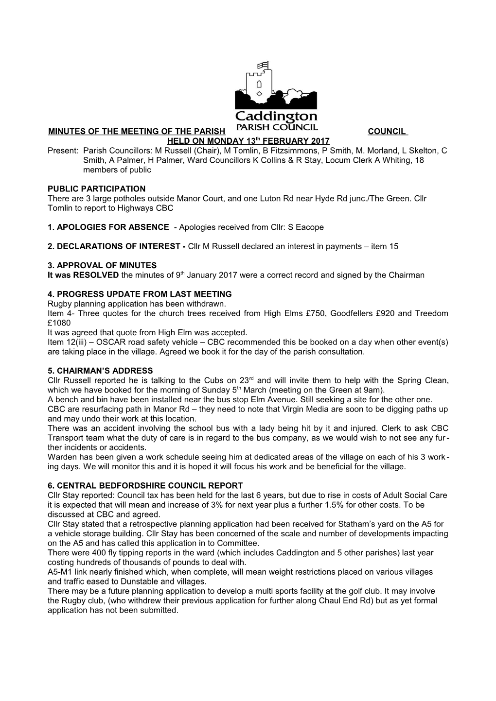 Minutes of the Meeting of the Parish Council s1