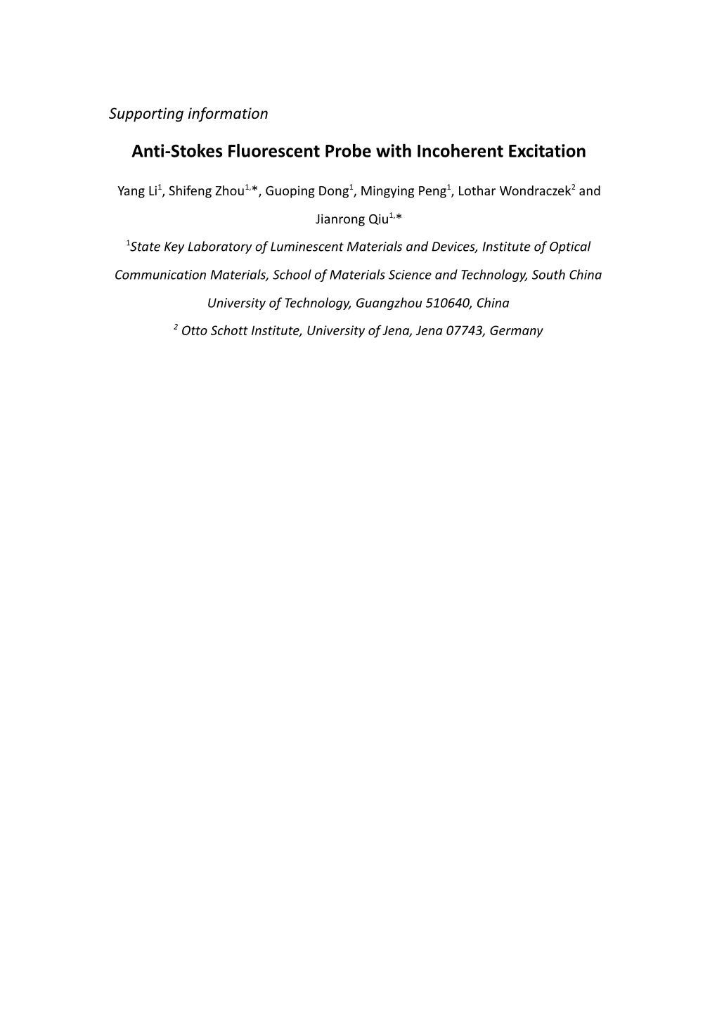 Anti-Stokes Fluorescent Probe with Incoherent Excitation