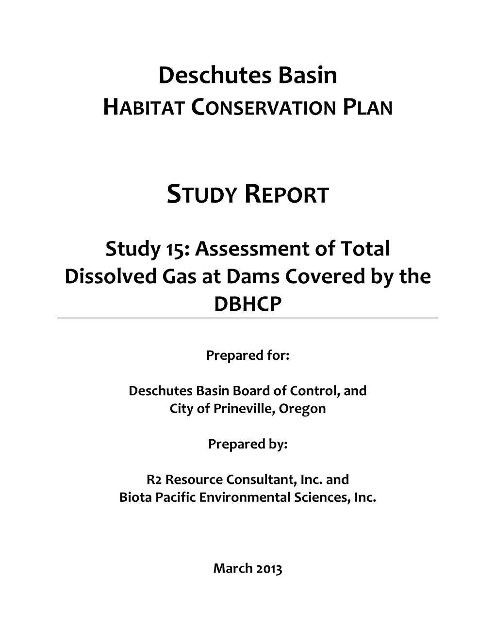 Assessment of Total Dissolved Gas at Dams Covered by The