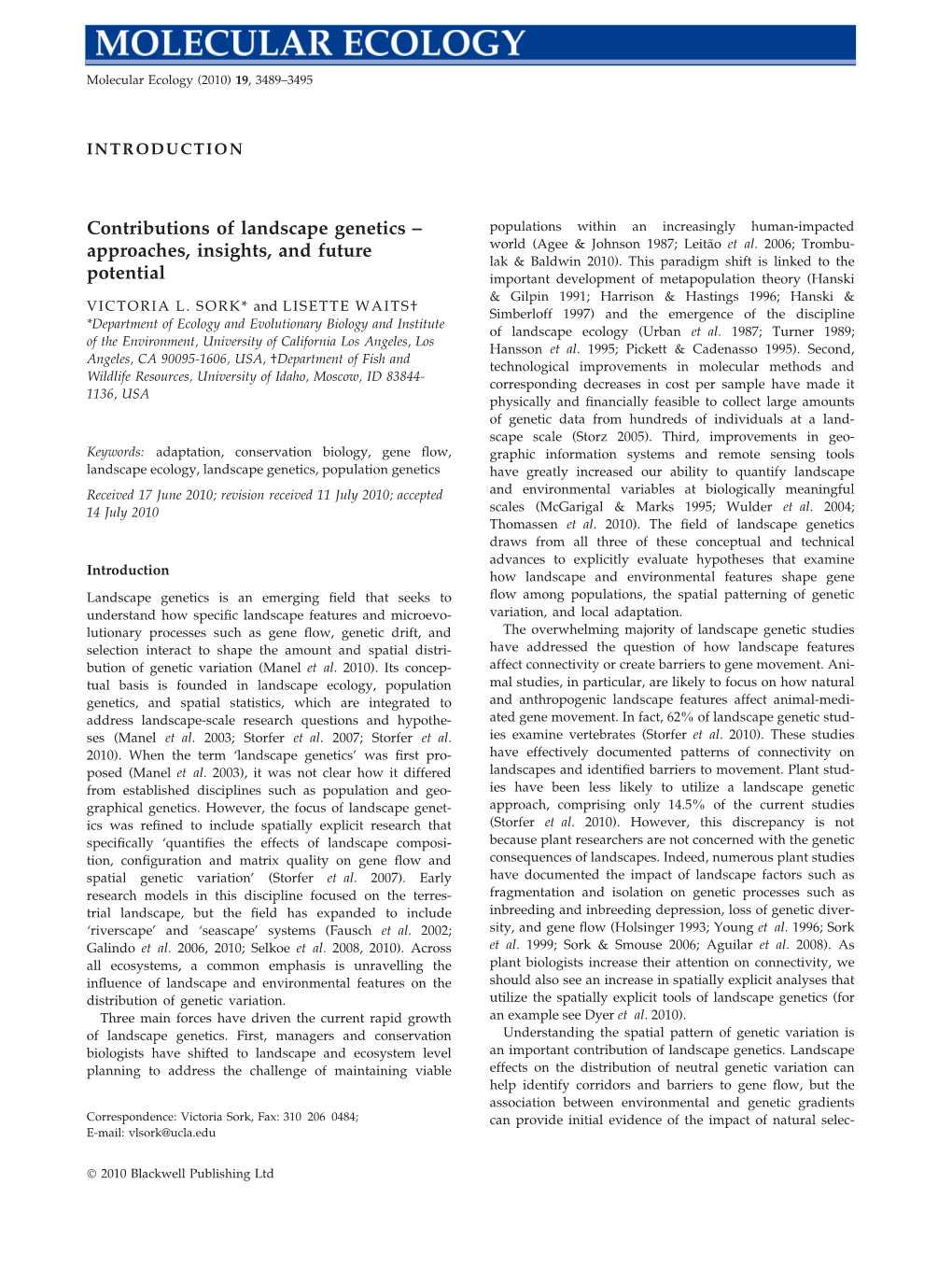 Contributions of Landscape Genetics – Approaches, Insights, and Future