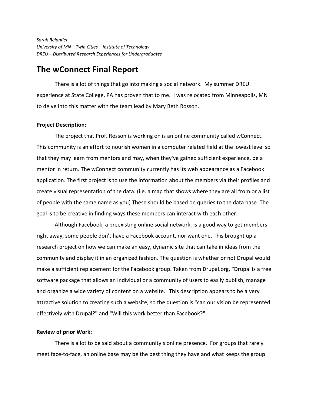 The Wconnect Final Report