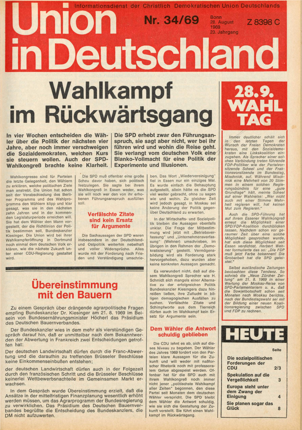 UID Jg. 23 1969 Nr. 34, Union in Deutschland