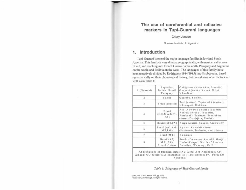 The Use of Coreferential and Reflexive Markers in Tupí-Guaraní Languages