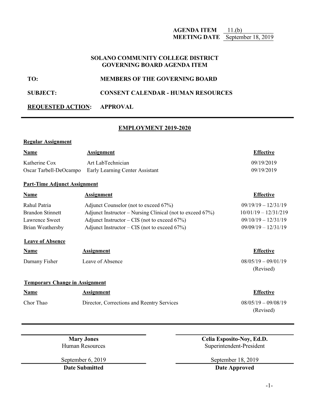 AGENDA ITEM 11.(B) MEETING DATE September 18, 2019