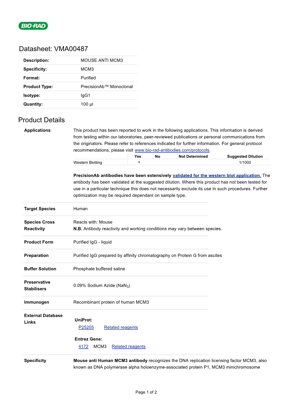 Datasheet: VMA00487 Product Details