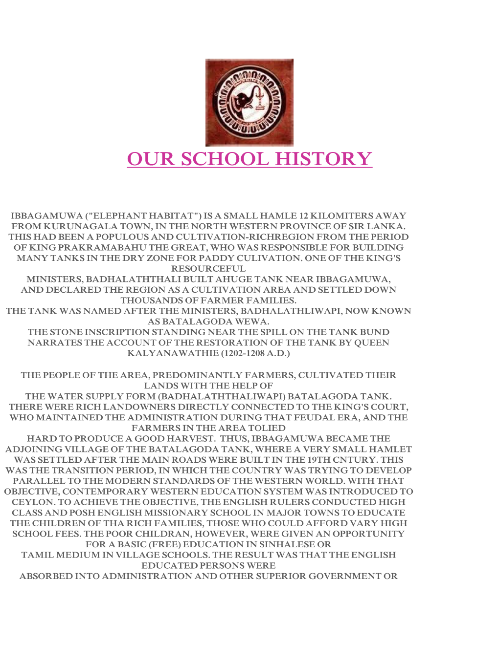 Our School History