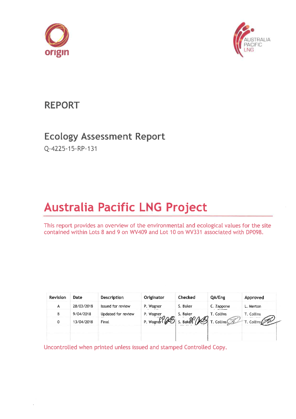 Ecology Assessment Report 8WV409, 9WV409, 10WV331