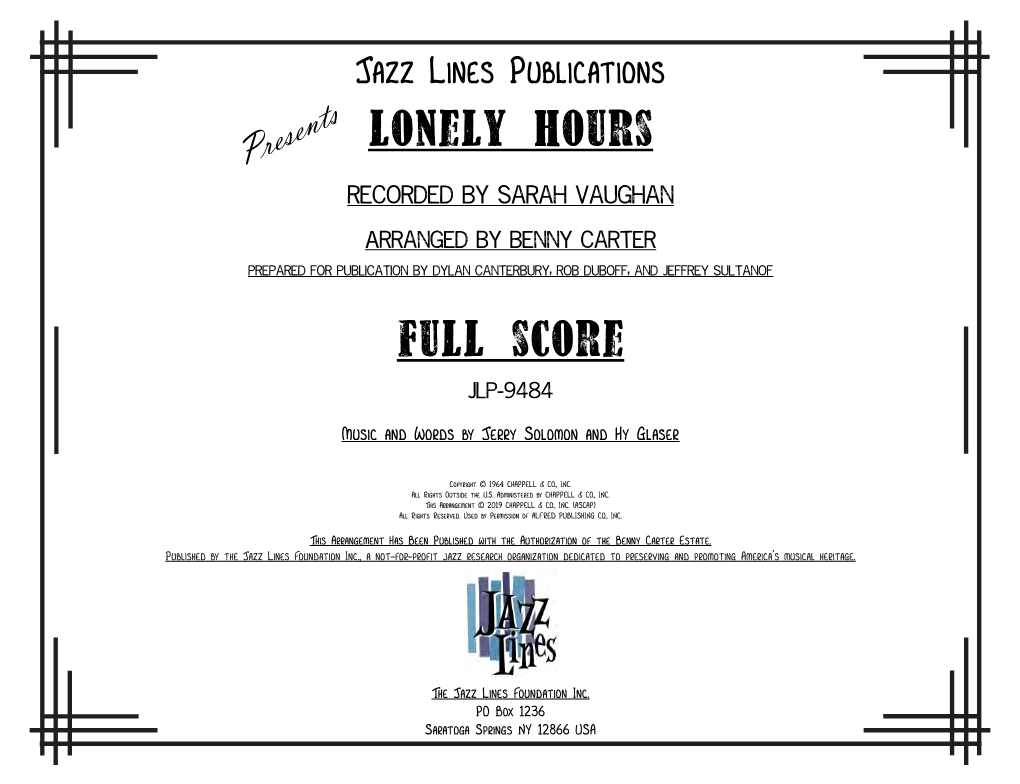 Lonely Hours Full Score