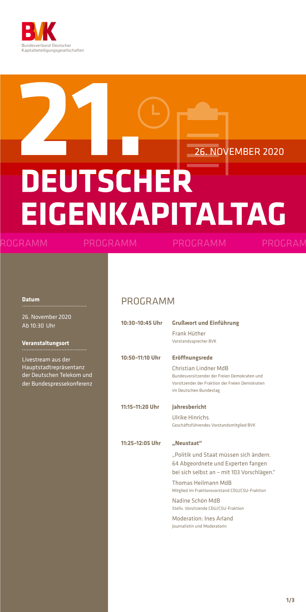 Programm BVK-Eigenkapitaltag 2020