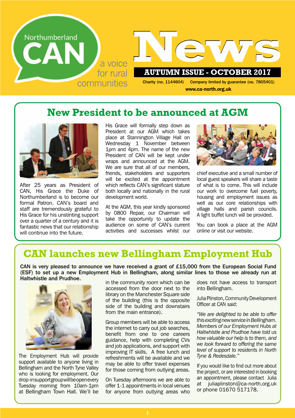 New President to Be Announced at AGM CAN Launches New Bellingham Employment
