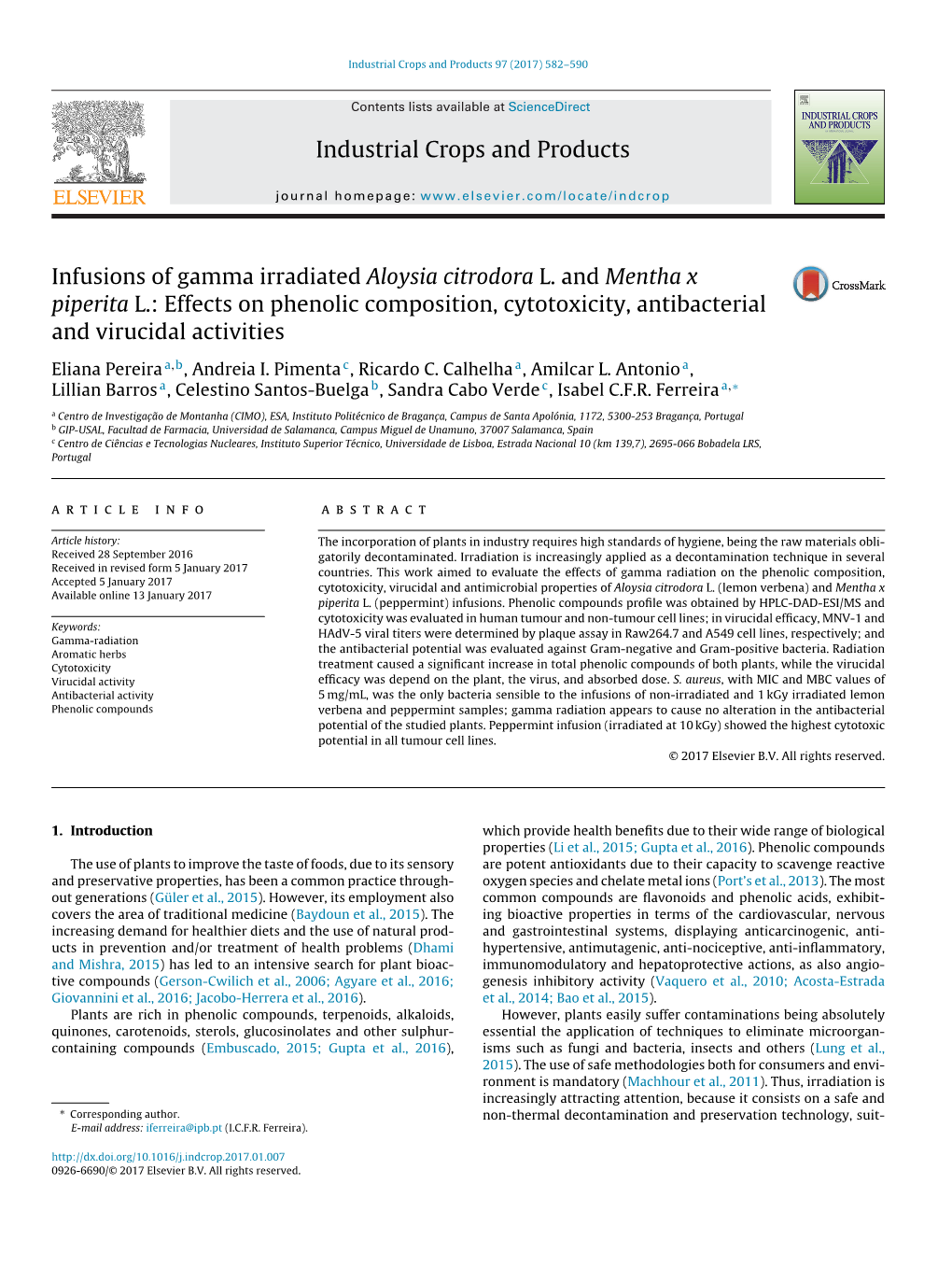 Infusions of Gamma Irradiated Aloysia Citrodora L. and Mentha X Piperita L