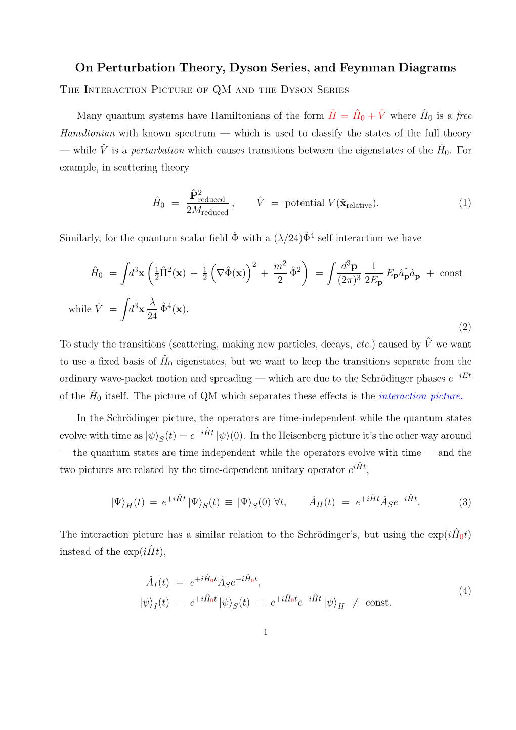 On Perturbation Theory, Dyson Series, and Feynman Diagrams