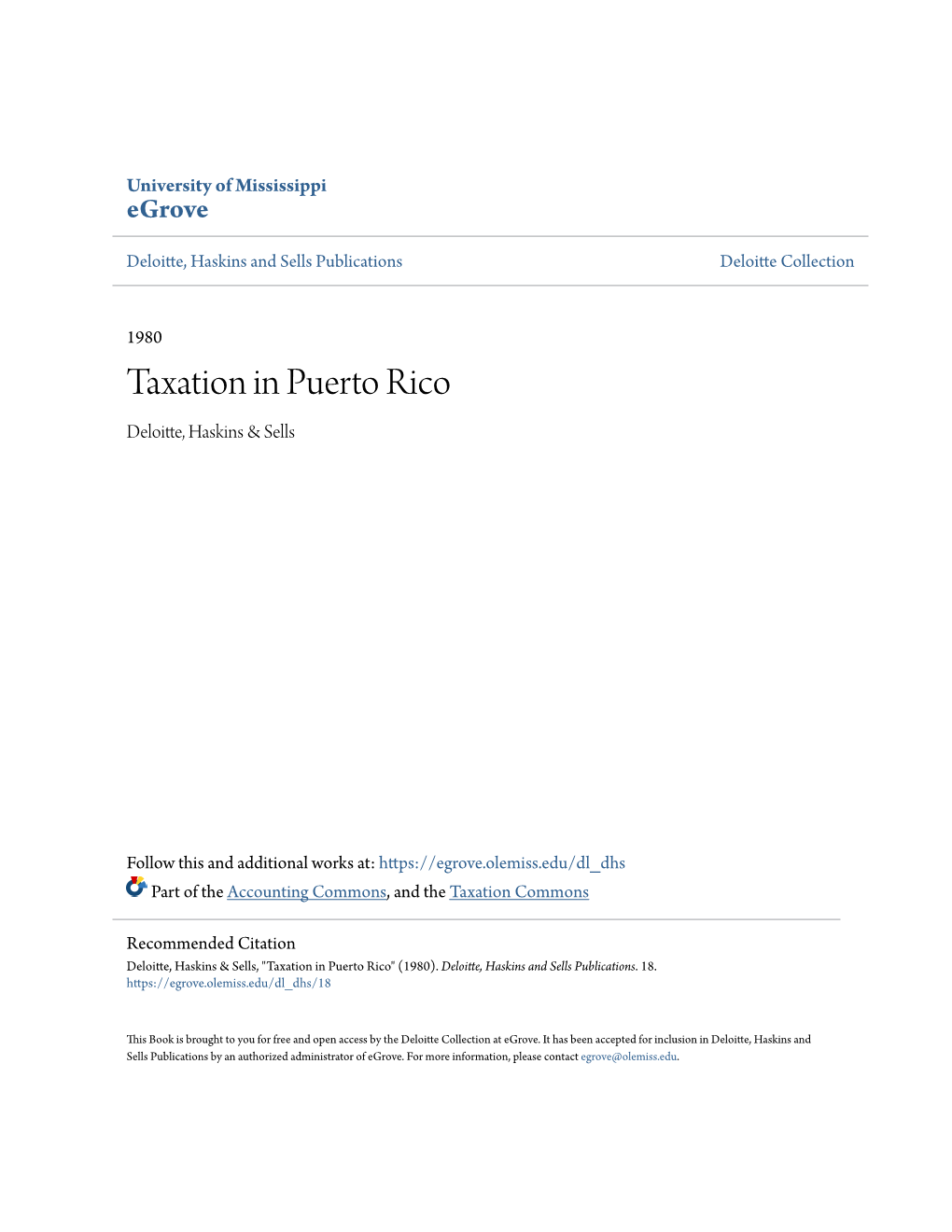 Taxation in Puerto Rico Deloitte, Haskins & Sells