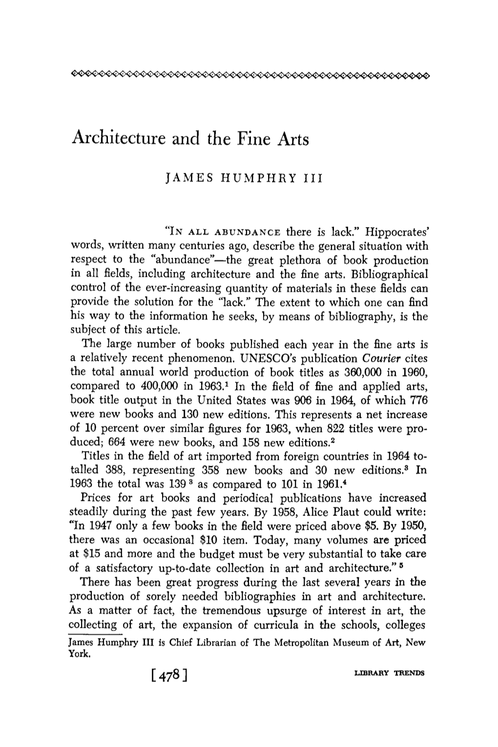 Architecture and the Fine Arts