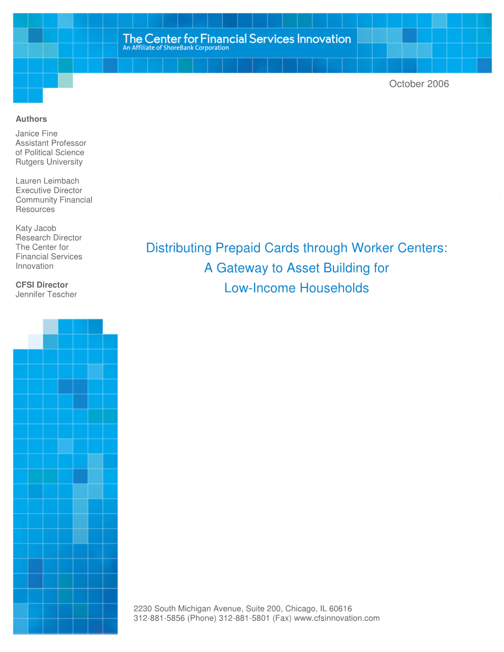Distributing Prepaid Cards Through Worker Centers: a Gateway To