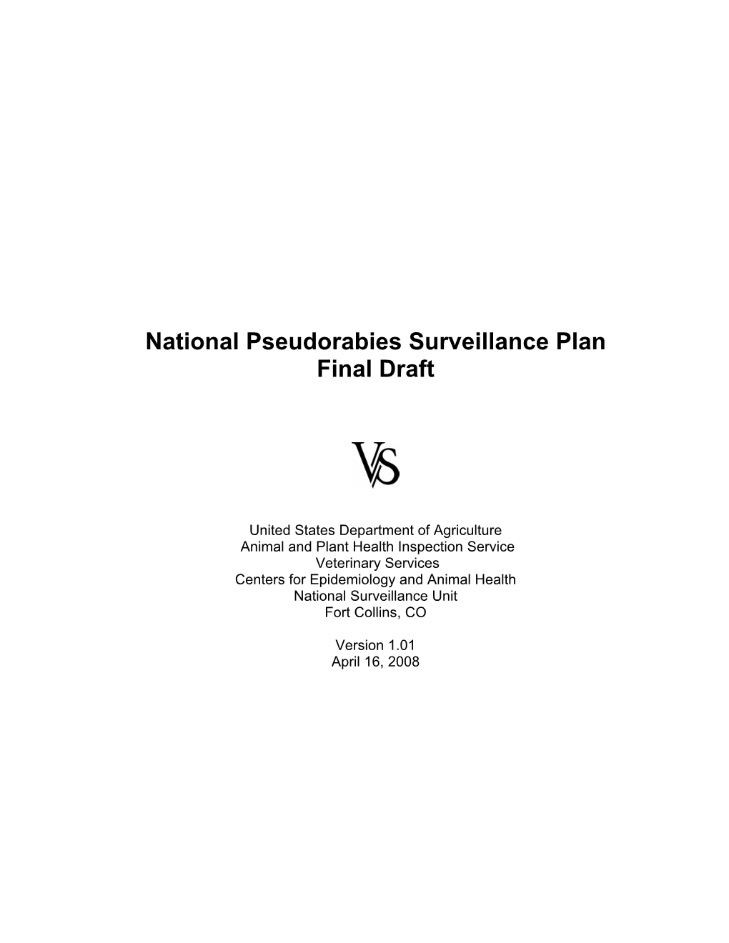 Pseudorabies Surveillance Plan Final Draft