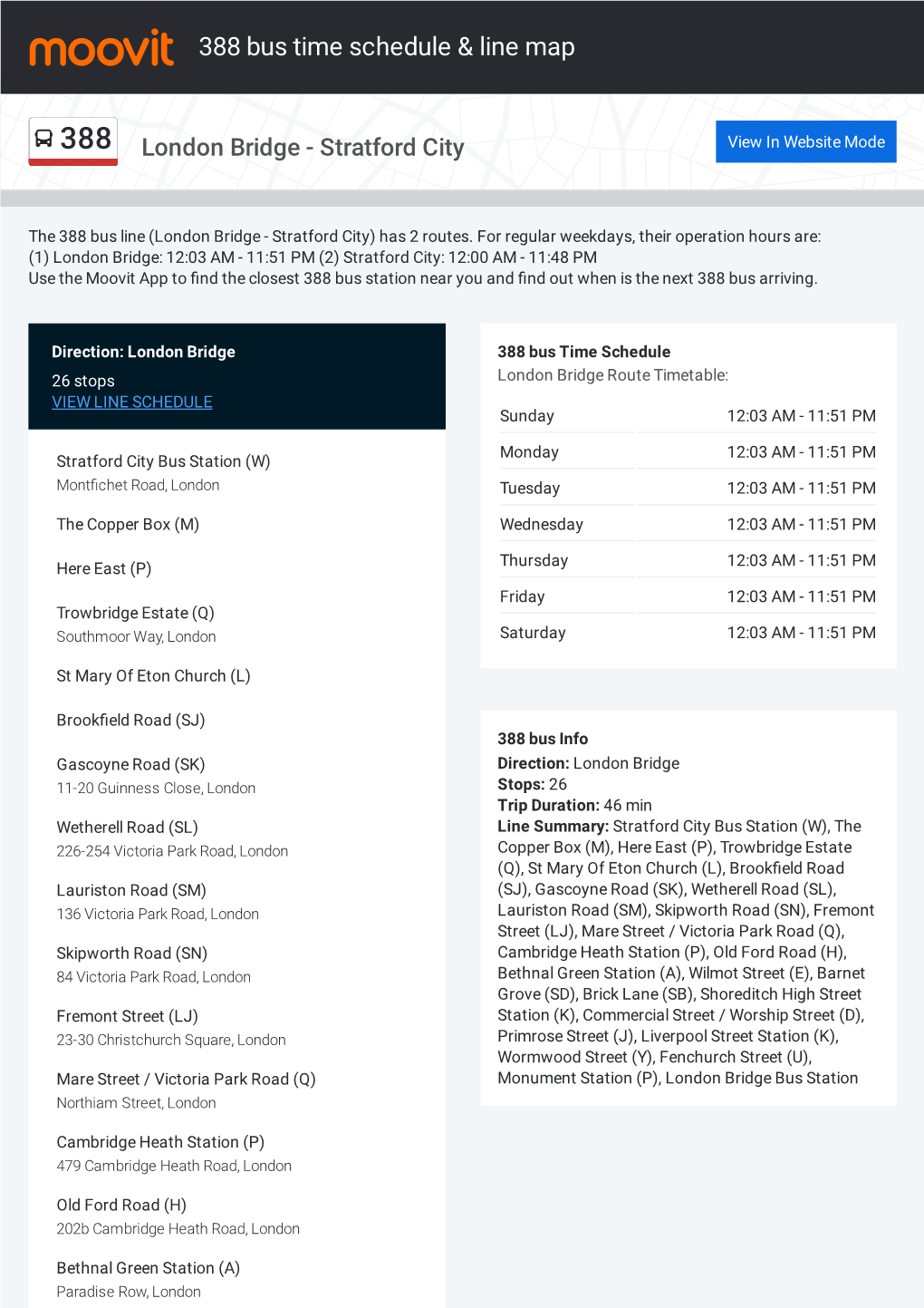 388 Bus Time Schedule & Line Route