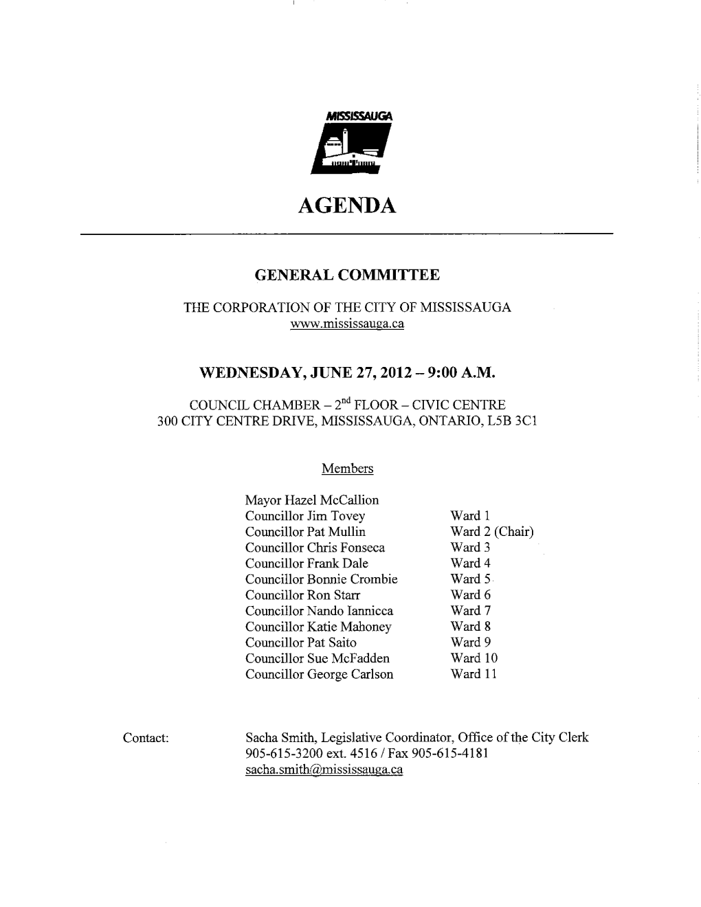 General Committee Agenda