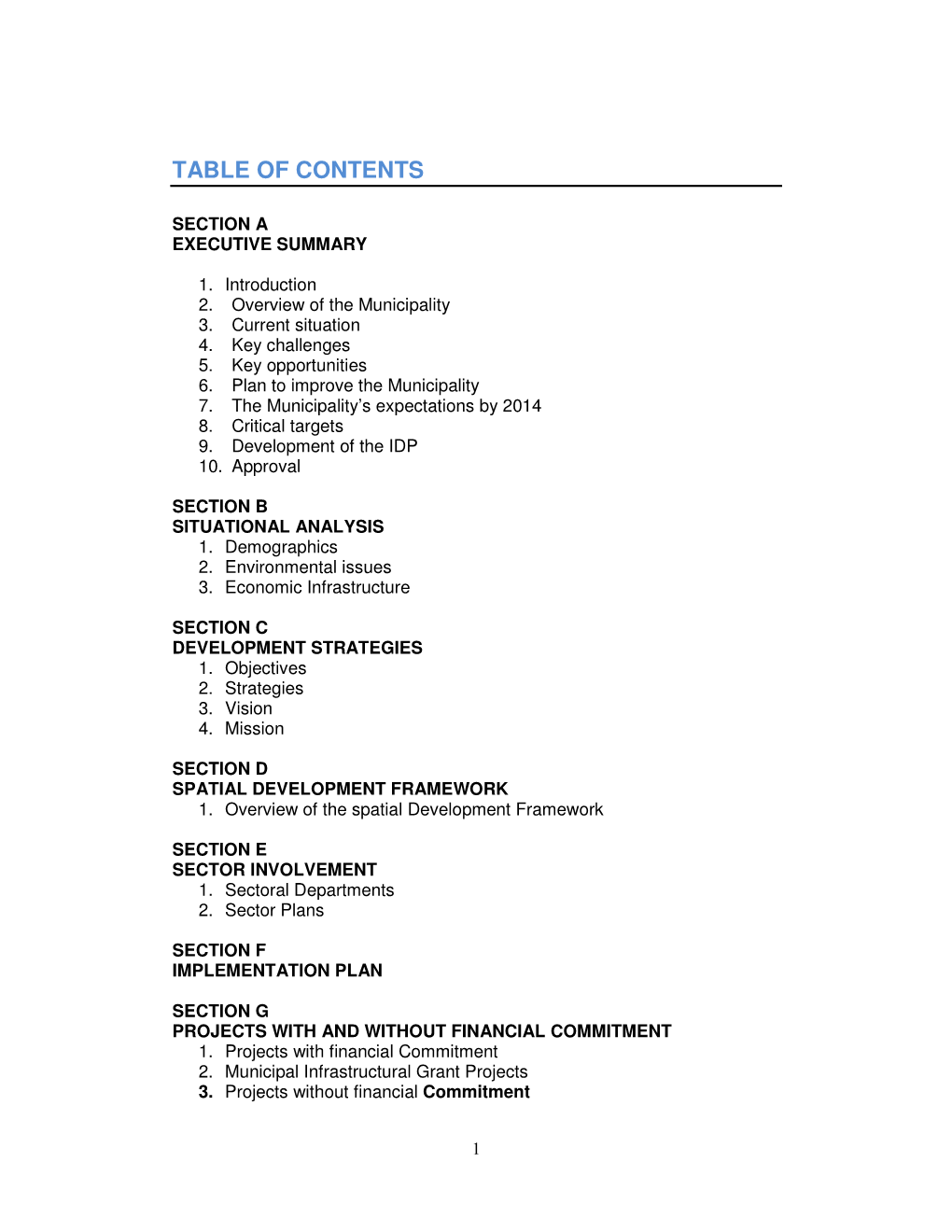 Table of Contents