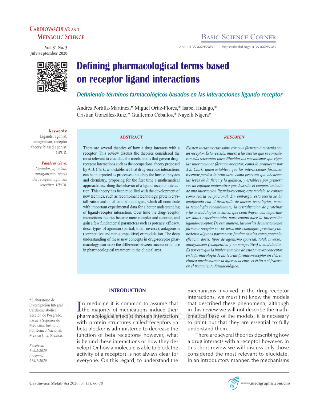 Defining Pharmacological Terms Based on Receptor Ligand Interactions