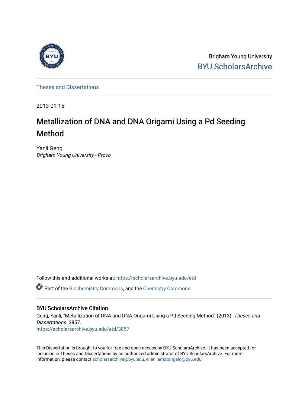 Metallization of DNA and DNA Origami Using a Pd Seeding Method