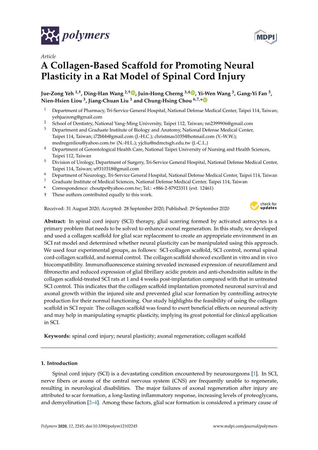 A Collagen-Based Scaffold for Promoting Neural Plasticity in a Rat