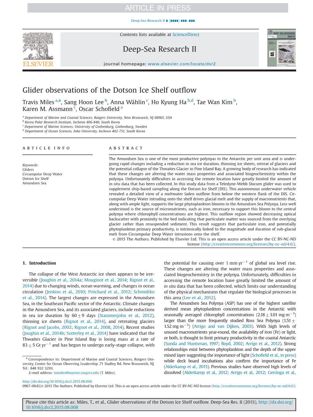 Glider Observations of the Dotson Ice Shelf Outflow