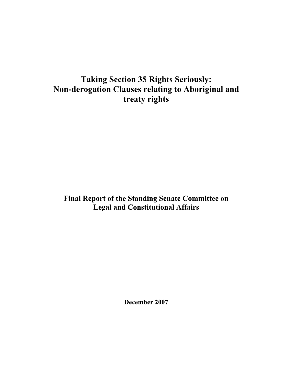 Non-Derogation Clauses Relating to Aboriginal and Treaty Rights