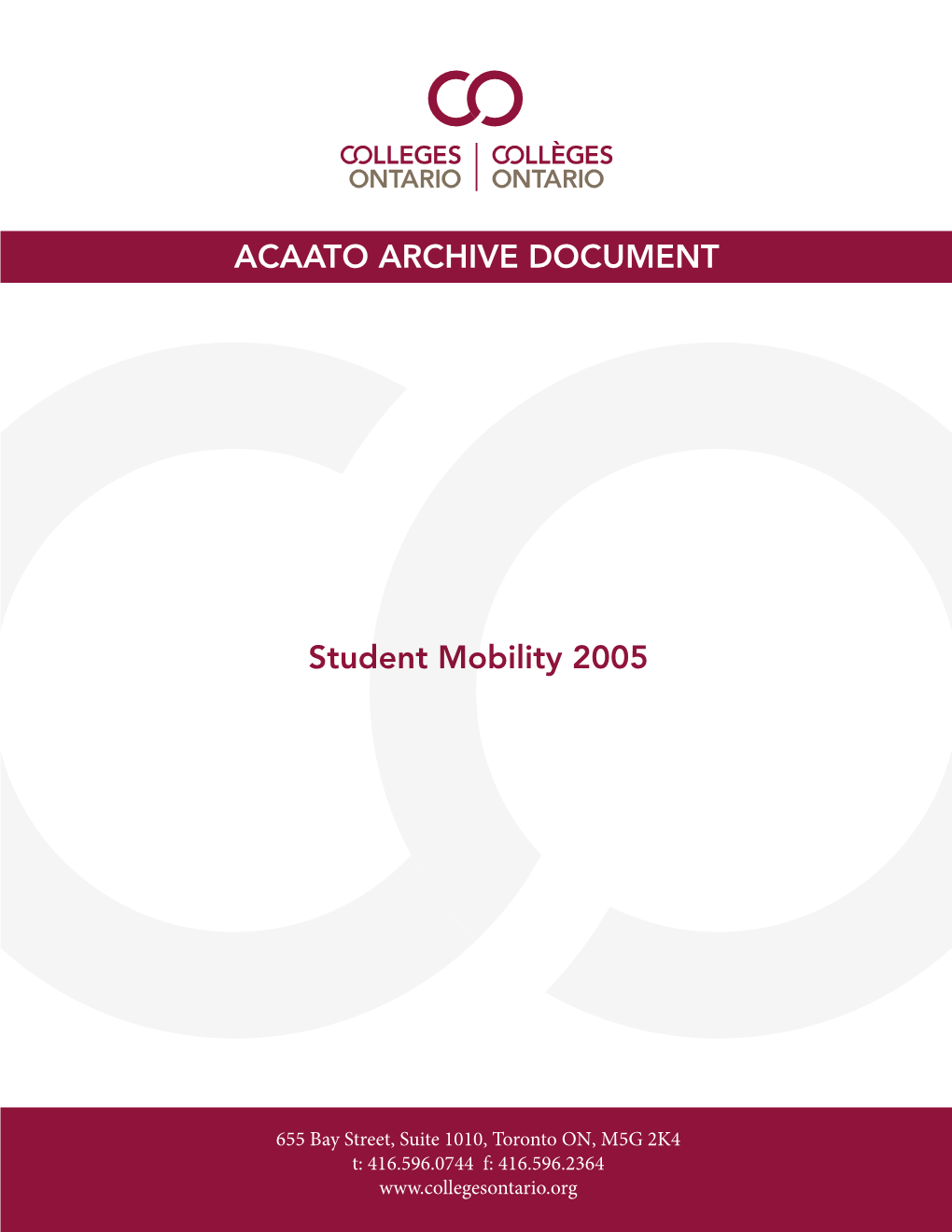 ACAATO ARCHIVE DOCUMENT Student Mobility 2005