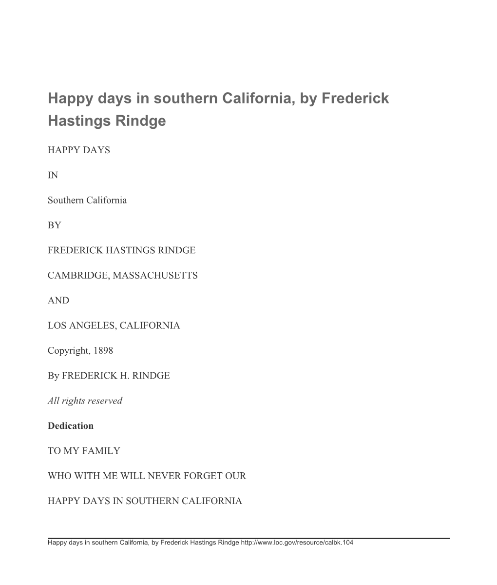 Happy Days in Southern California, by Frederick Hastings Rindge