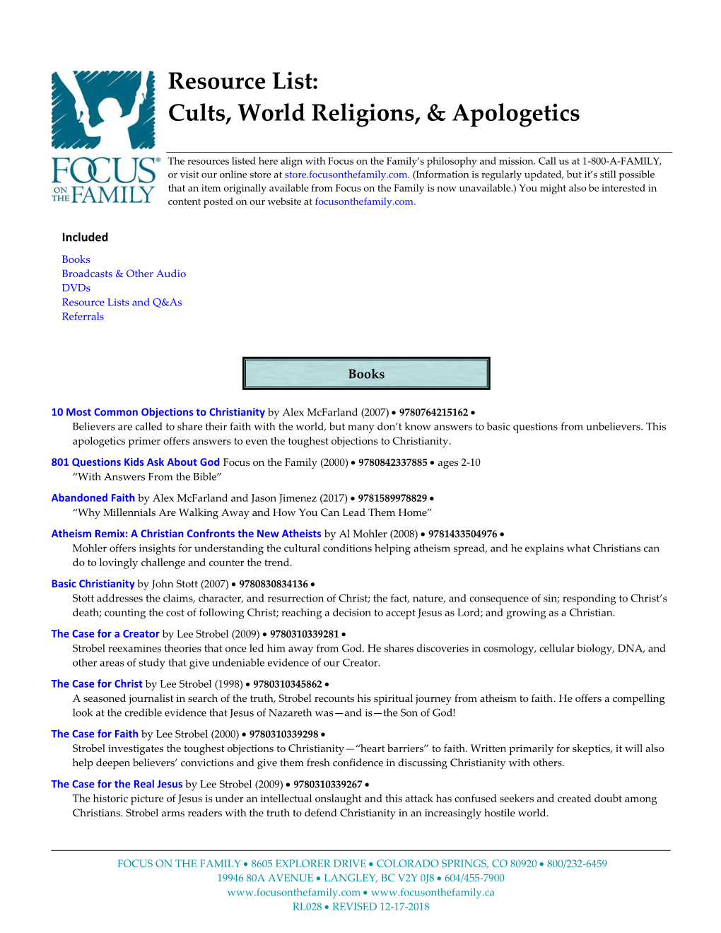 Cults, World Religions, & Apologetics