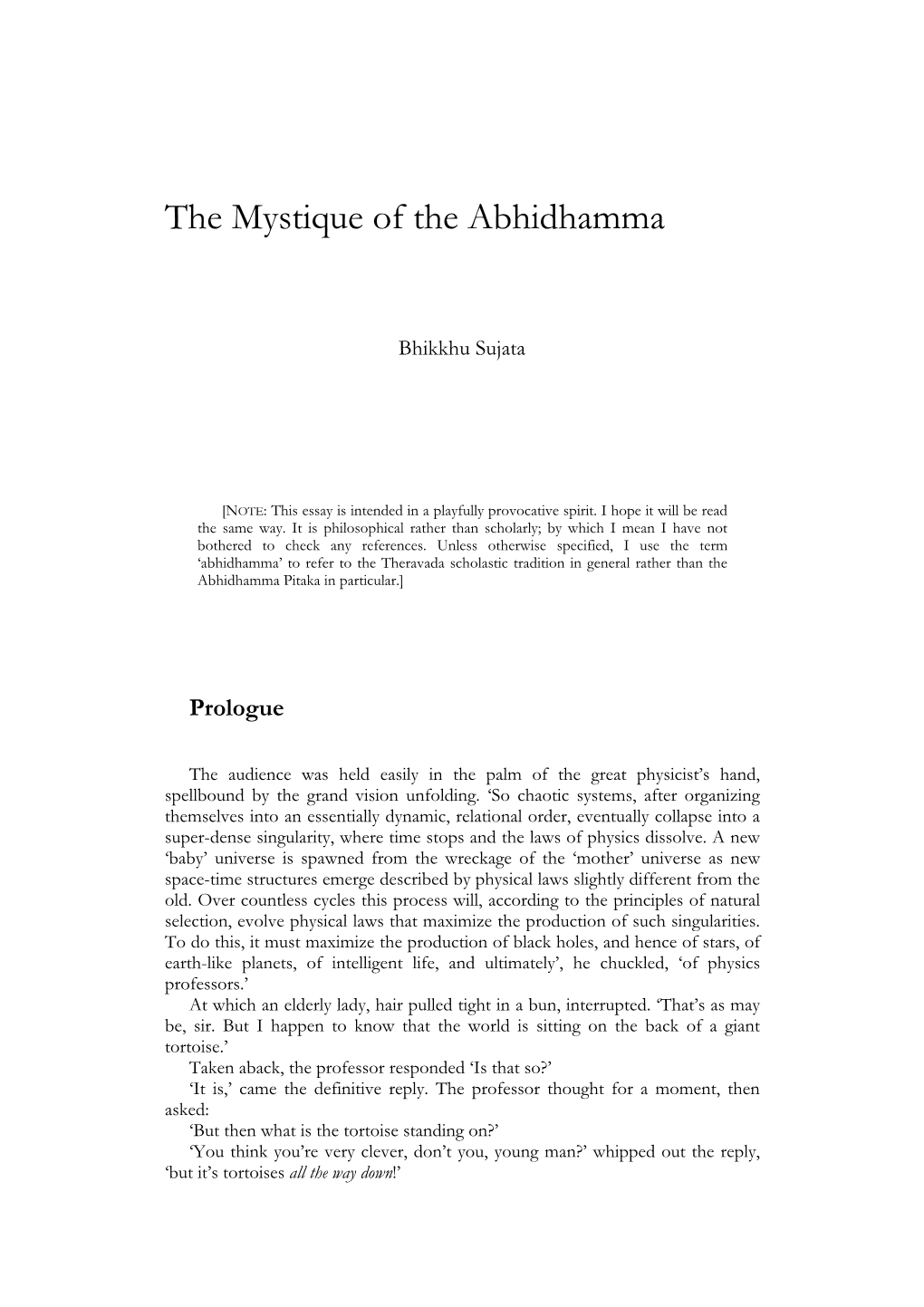 The Mystique of the Abhidhamma
