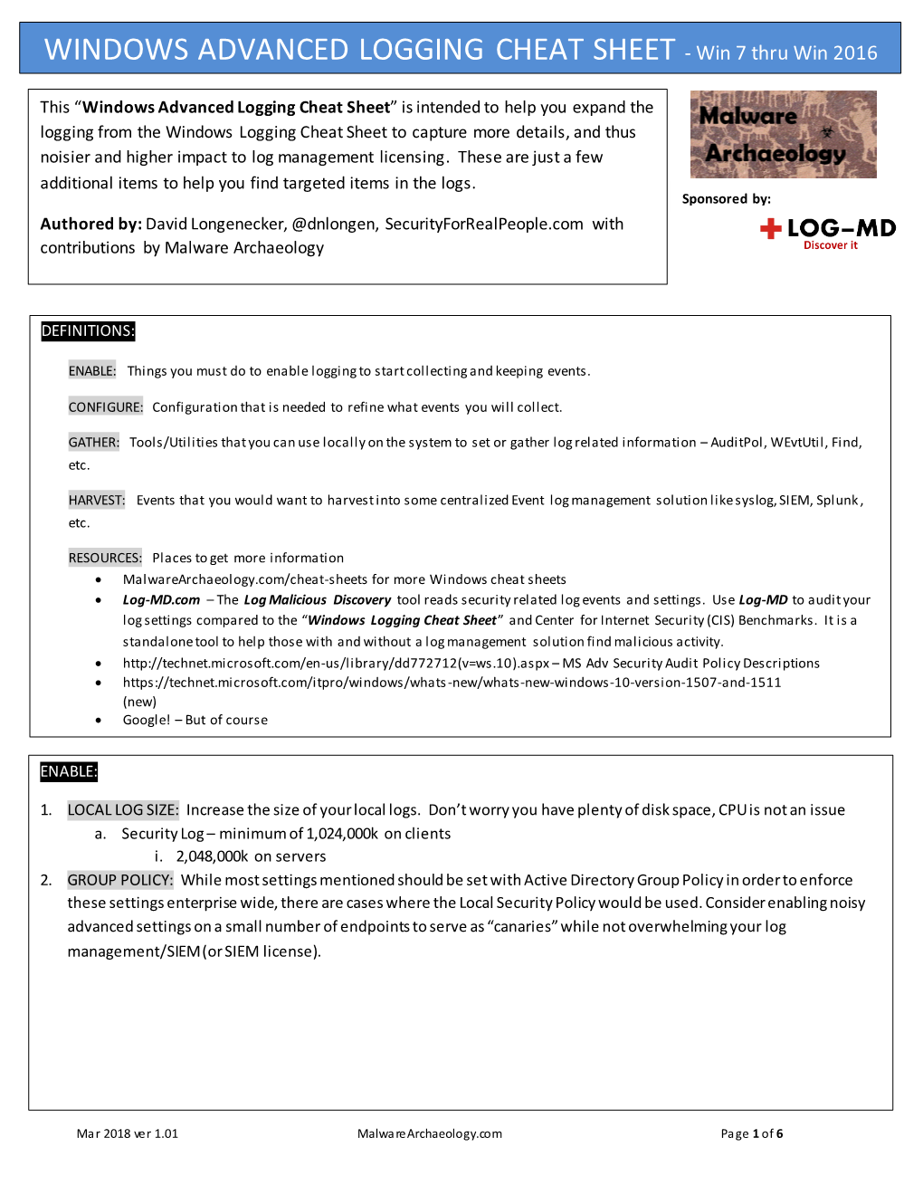 Windows Advanced Logging Cheat Sheet